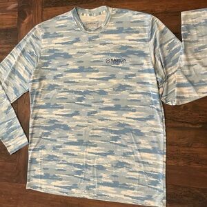 Magellan Outdoors Men's Sky Blue Patterned Long Sleeve Tee